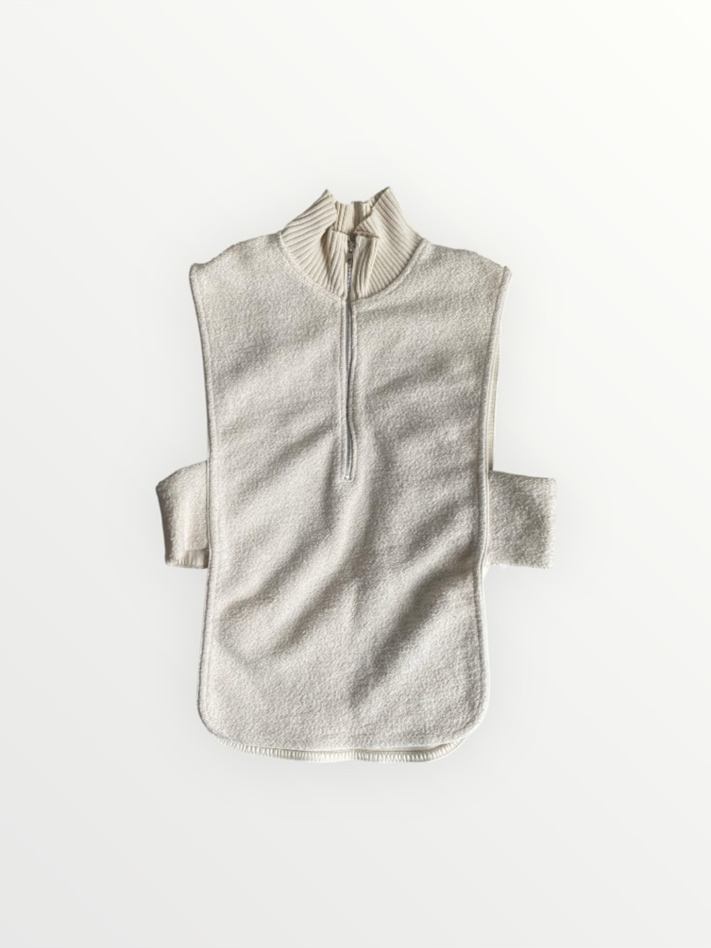 Zara Cream Ribbed Turtleneck Zip Sweater Vest Size XS-S